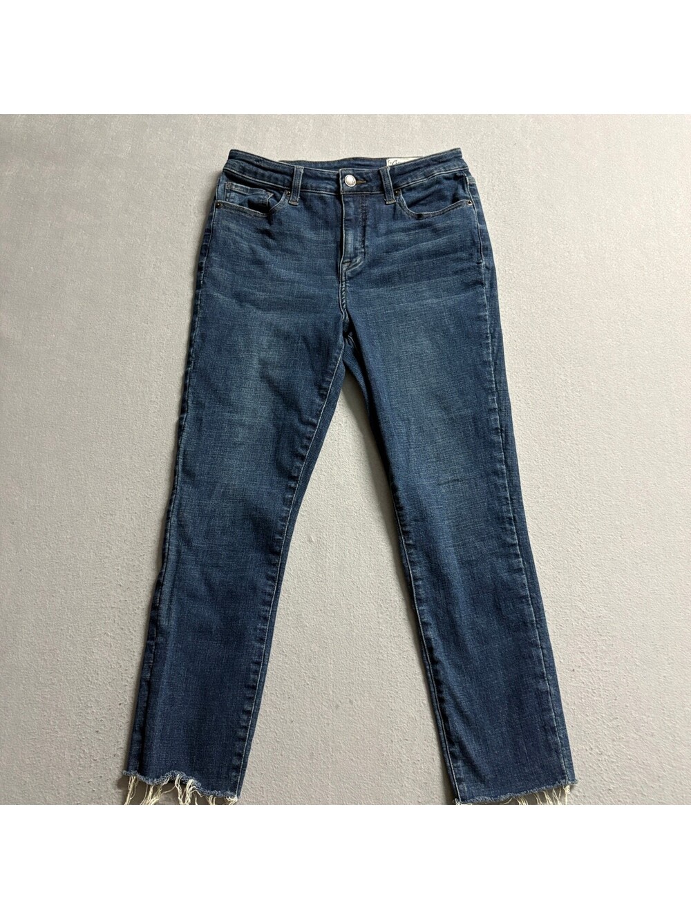 Cosmic Blue Love Moody Jeans Womens 30T Blue Denim Raw Hem Straight Leg Stretch